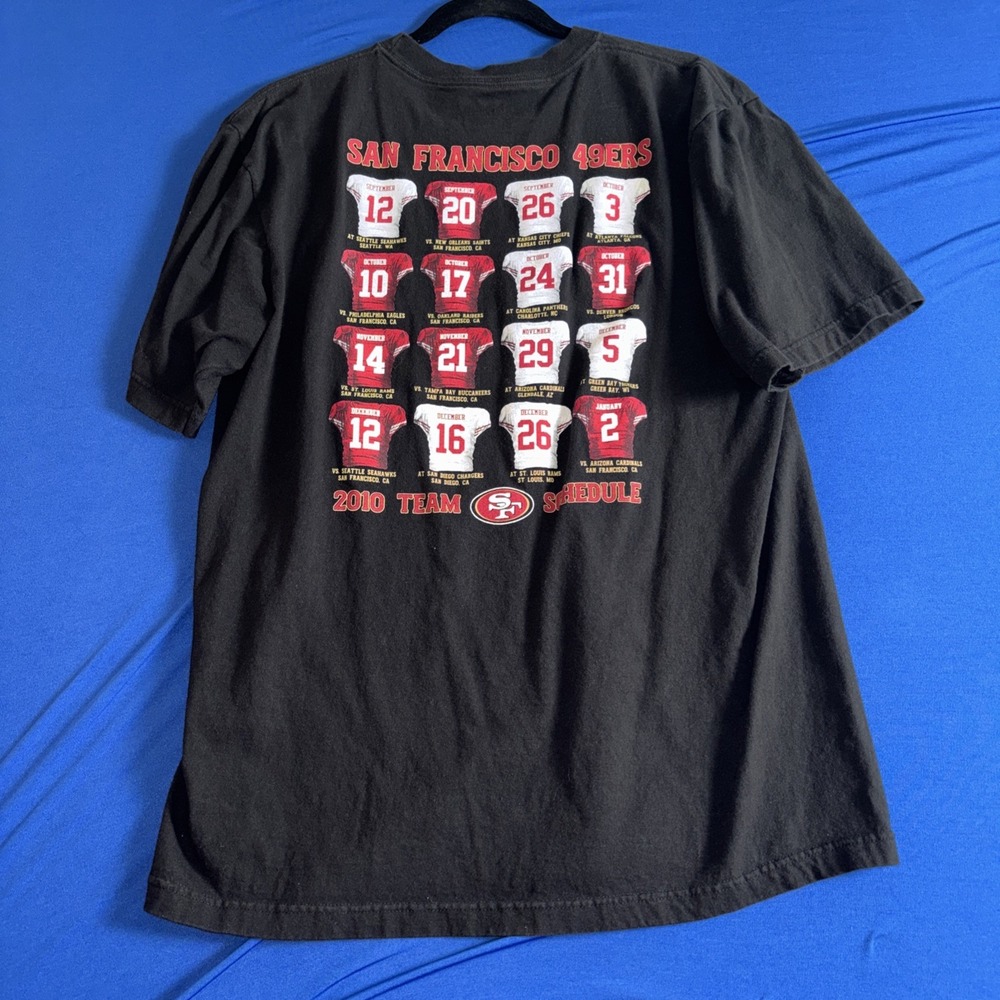 Reebok Men's San Francisco 49ers 2010 Team Schedule T-shirt Size Large Black
